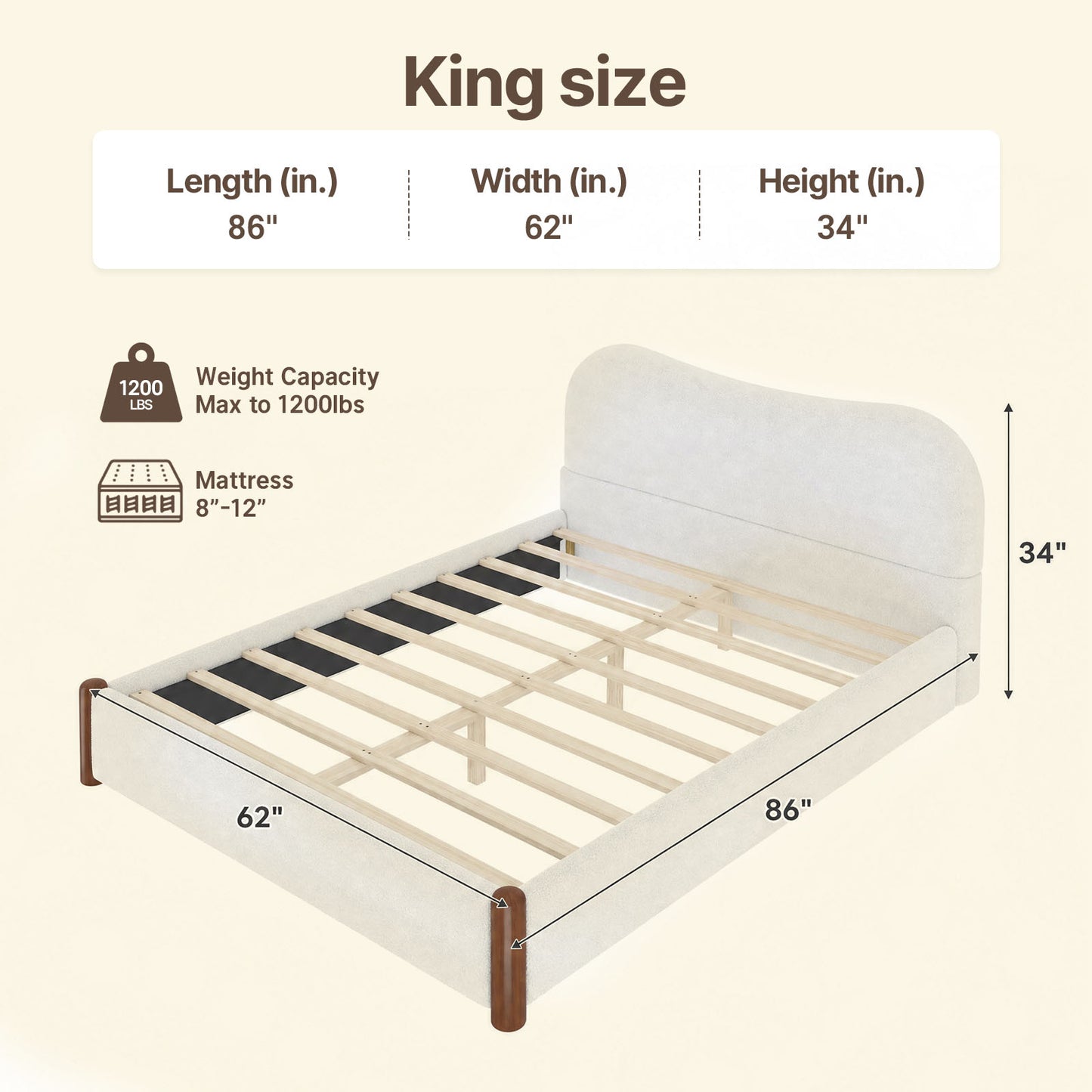 Double Solid Wood Legs Reinforced Anti-Wobble Structure