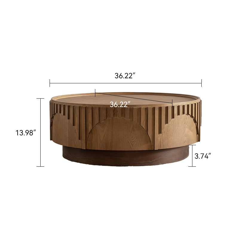 Fluted-Embossed Skirt Tray-Rim Vintage Round Coffee Table