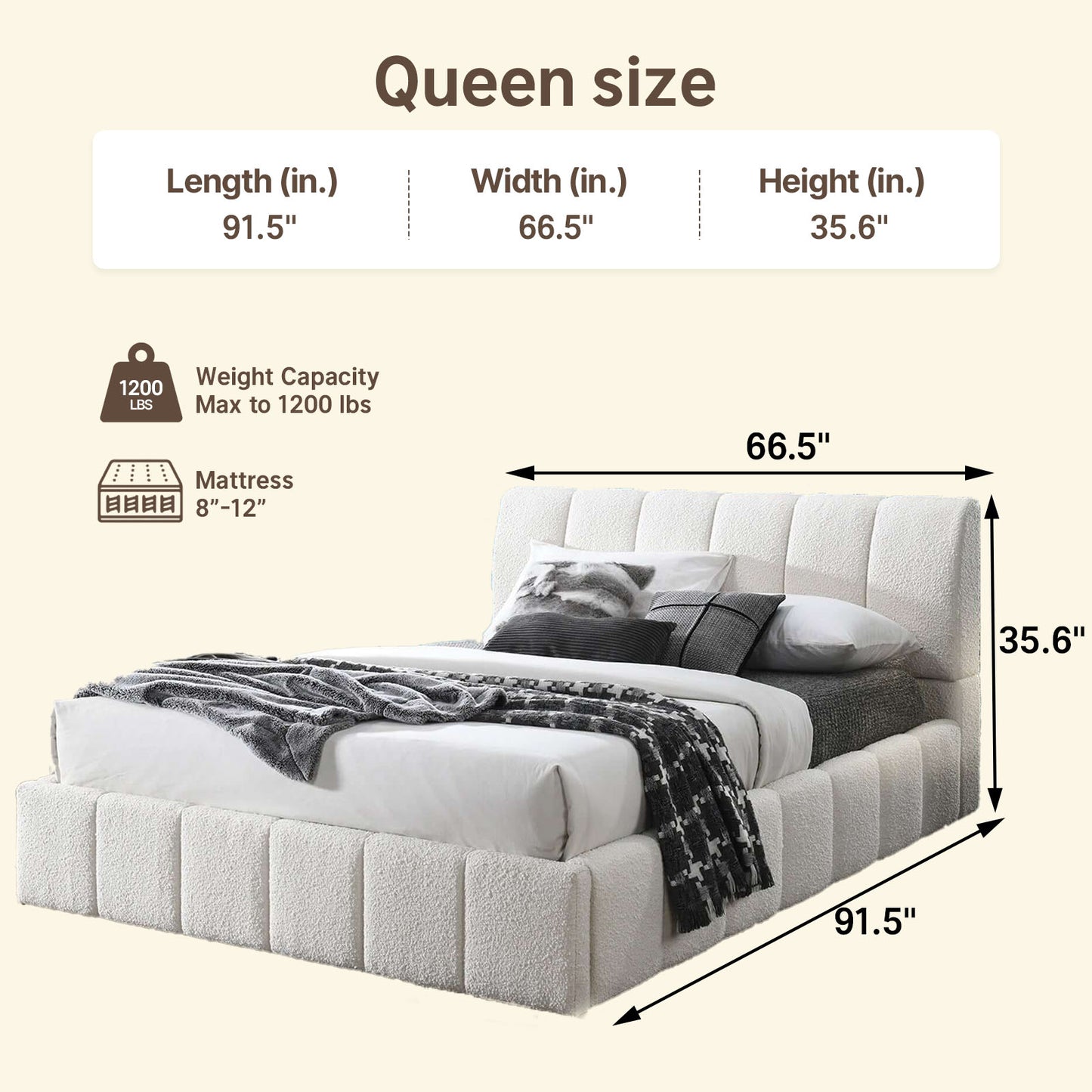 Tufted Teddy Velvet High-Weight Silent Platform Bed