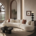 127.95"Modern Curved Modular Sofa | Boucle 5-Seater Crescent Shape with Butterfly Backrest – White Curved Sofa for Living Room & Office, Full Curves Design