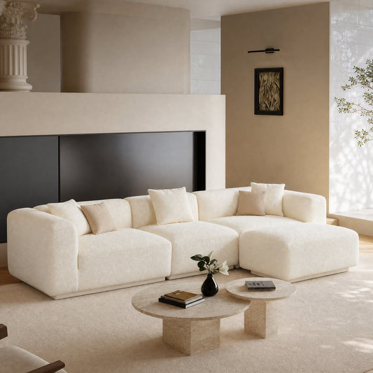 Modern modular combination 125.59-inch sofa - L-shaped reclining sofa, no assembly required, with a load capacity of 2000 pounds
