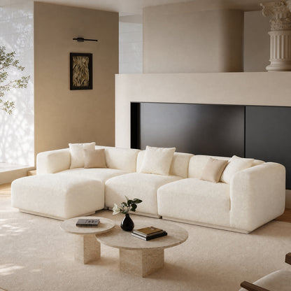 Modern modular combination 125.59-inch sofa - L-shaped reclining sofa, no assembly required, with a load capacity of 2000 pounds