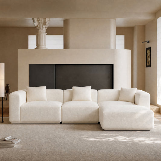 Modern modular combination 125.59-inch sofa - L-shaped reclining sofa, no assembly required, with a load capacity of 2000 pounds