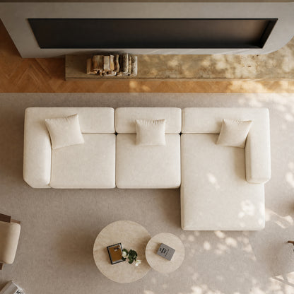 Modern modular combination 125.59-inch sofa - L-shaped reclining sofa, no assembly required, with a load capacity of 2000 pounds