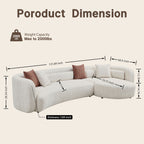 132" Sculptural Irregular Shape Curved Boucle Sectional Sofa | L-Shape Modular Chaise with Light Beige, Minimalist Comfy Couch for Living Room & Apartment