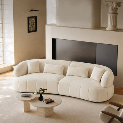 White modular modularized sofa,four cushions with armrests, wooden frame, no assembly required,comfy lounge sleeper for Living Room Bedroom