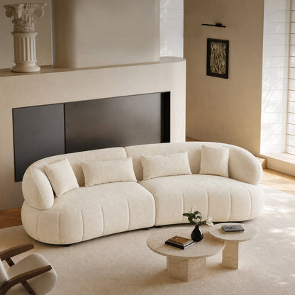 White modular modularized sofa,four cushions with armrests, wooden frame, no assembly required,comfy lounge sleeper for Living Room Bedroom