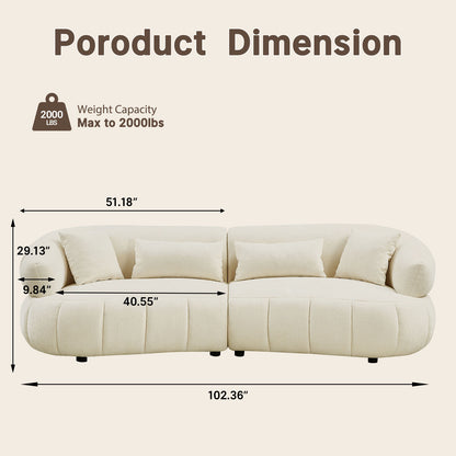 White modular modularized sofa,four cushions with armrests, wooden frame, no assembly required,comfy lounge sleeper for Living Room Bedroom