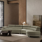 102" L-Shaped Faux Leather Sectional Sofa with Flip Up Headrests | Light Grey, Left Sofa + Right Chaise, High-Density Foam Couch for Living Room