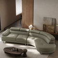 102" L-Shaped Faux Leather Sectional Sofa with Flip Up Headrests | Light Grey, Left Sofa + Right Chaise, High-Density Foam Couch for Living Room
