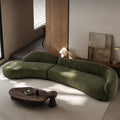 145.67" Mid-Century Modern Sofa | Left-Facing Chaise, Green Upholstered Comfy Couch for Living Room, Bedroom, Apartment, Home Office