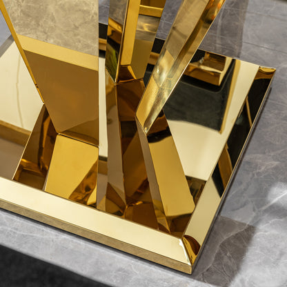 66.9"MDF Marble Top Dining Table , Stainless Steel with Diamond-Shaped Base