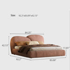 Queen Size Upholstered Platform Bed Frame with Curved Headboard, Modern Chenille Fabric Bed, No Box Spring Needed