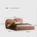 Queen Size Upholstered Platform Bed Frame with Curved Headboard, Modern Chenille Fabric Bed, No Box Spring Needed