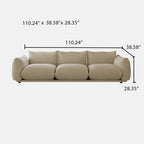 110.24" Large Sofa for Living Room, Cream Cloud-Feel Couch, Mid Century Modern 3 Seater Upholstered Couch, Minimalist Comfy Sofa, Solid Wood Frame Living Room Furniture