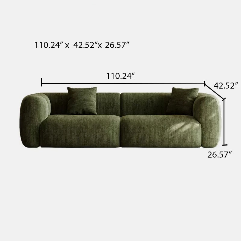 110.24" Large Couch, Comfy Upholstered Loveseat with Extra Deep Seats, Chenill Sofa for Living Room Apartment Office, Green