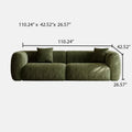 110.24" Large Couch, Comfy Upholstered Loveseat with Extra Deep Seats, Chenill Sofa for Living Room Apartment Office, Green