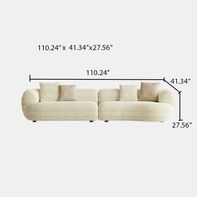 110” Modern Curved Sofa,Oversized Cloud-Feel Couch with Deep Seat, Linen Fabric, Upholstered Couch for Living Room Apartments Bedroom