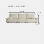 110.24" Oversized Deep Seat Sofa, Beige Modern Cloud-Feel Sailboat Couch, Large 3 Seater Sofa for Living Room Bedroom Apartment Office
