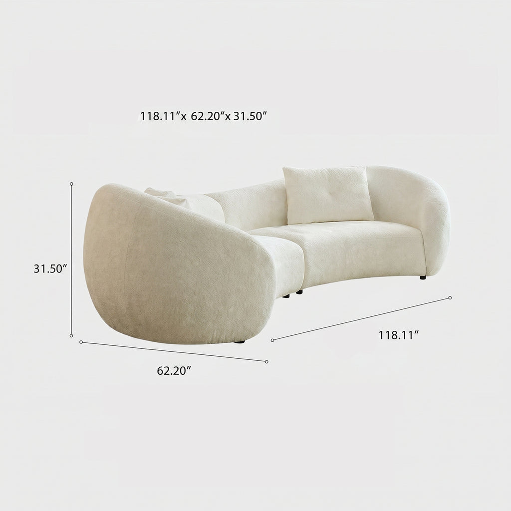 110.24" Modern Curved Sofa with Elegant Love Heart Design,Plush Beige Fabric Couch for Living Room,Office,Bedroom