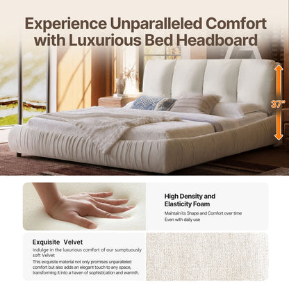 Low Profile Cloud Chenille Bed Non-Slip Slats Wabi-Sabi Apartment Skin-Safe Assembly
