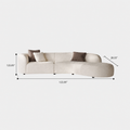 Modern Curved Living Room Couch, Minimalist Comfy Boucle Fabric Sofa for Apartment, Home Office, 122" W Left Hand Facing