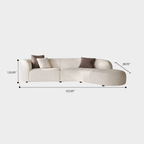 Modern Curved Living Room Couch, Minimalist Comfy Boucle Fabric Sofa for Apartment, Home Office, 122" W Left Hand Facing