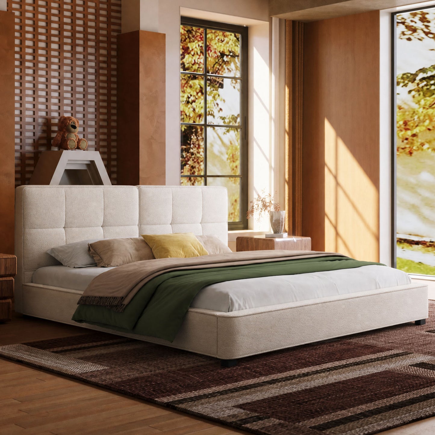 Thick Velvet Bed Silent Slats No Box Spring