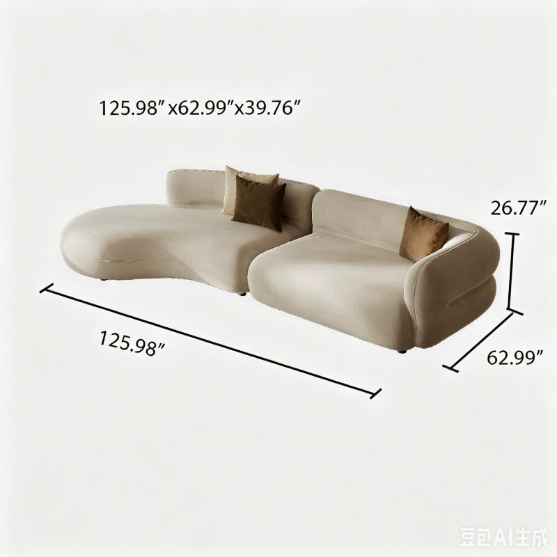 Modern Upholstered Oversized Sectional Sofa, 110-Inch 4-Seater Extra Deep & Wide Seat Curved Cloud-Feel Couchs, Free Combination Sofa Couch for Living Room,Bedroom