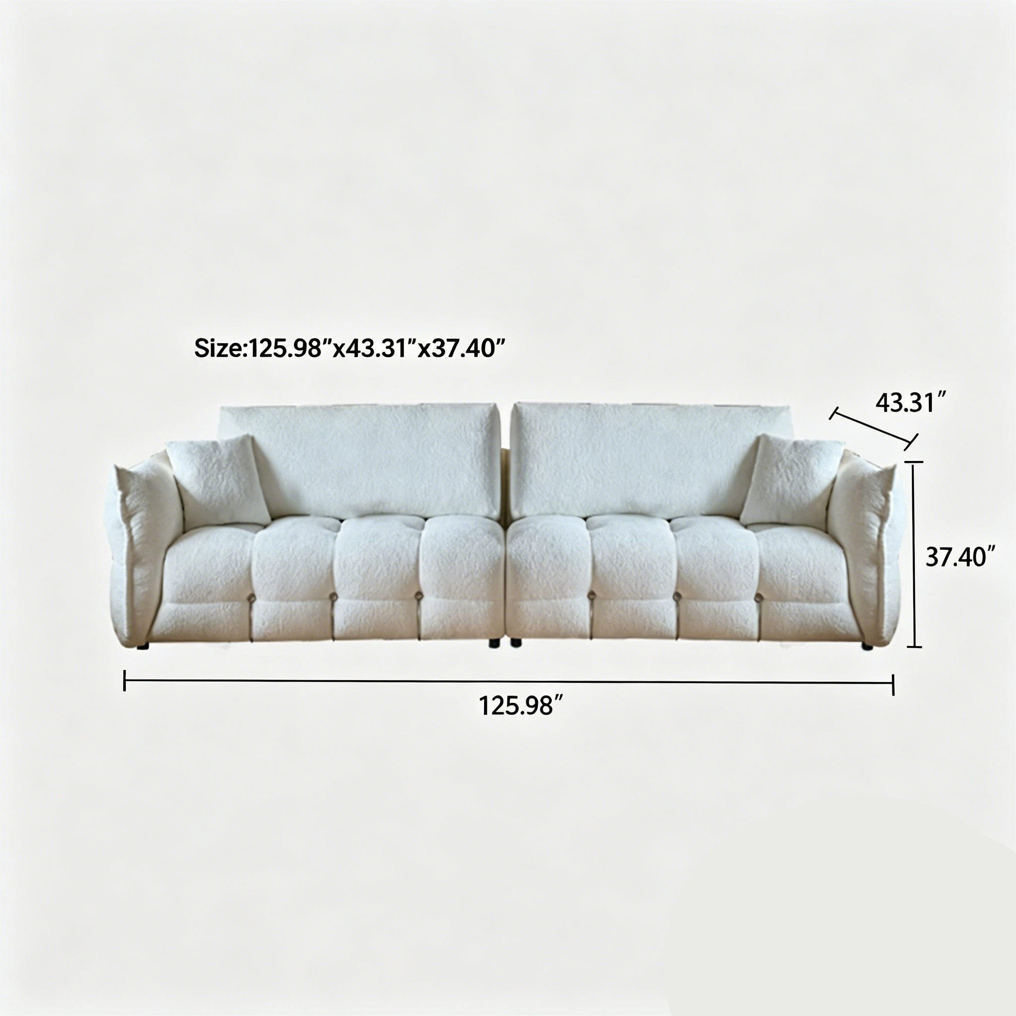 110.24" Chenille Sofa Cloud-Feel Couch, Modern Comfy Sofa Deep Seat Couch with Solid Wood Frame, Soft Plush Loveseat for Living Room, Office, Bedroom, Cream White
