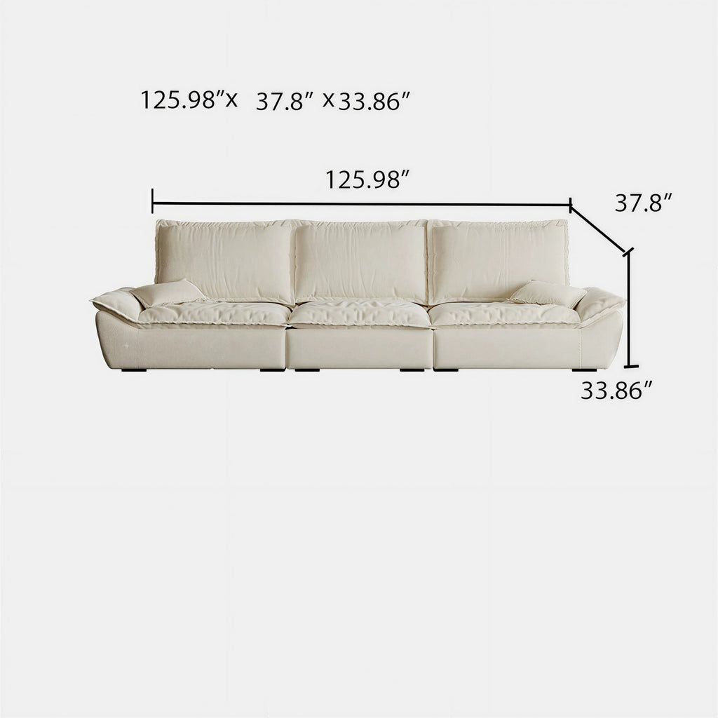 110.24" Oversized Deep Seat Sofa, Beige Modern Cloud-Feel Sailboat Couch, Large 3 Seater Sofa for Living Room Bedroom Apartment Office