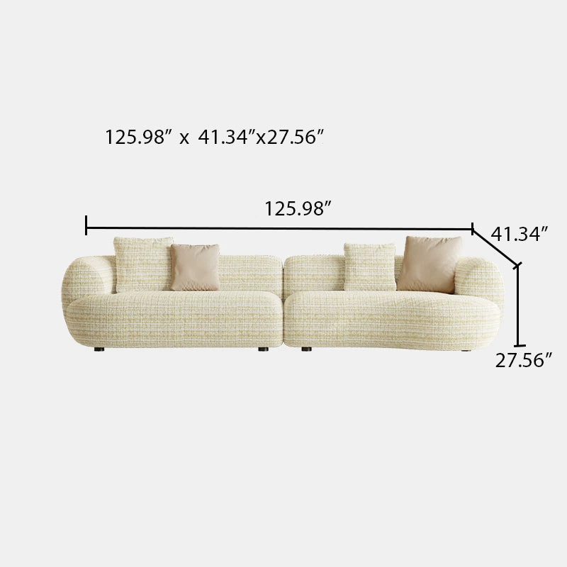 110” Modern Curved Sofa,Oversized Cloud-Feel Couch with Deep Seat, Linen Fabric, Upholstered Couch for Living Room Apartments Bedroom