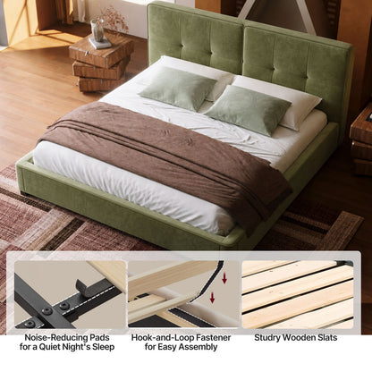 Thick Velvet Bed Silent Slats No Box Spring