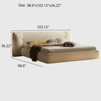 Queen Size Upholstered Platform Bed Frame with Extra-Wide Wingback Headboard, Sturdy Wooden Slats Low Profile for Bedroom