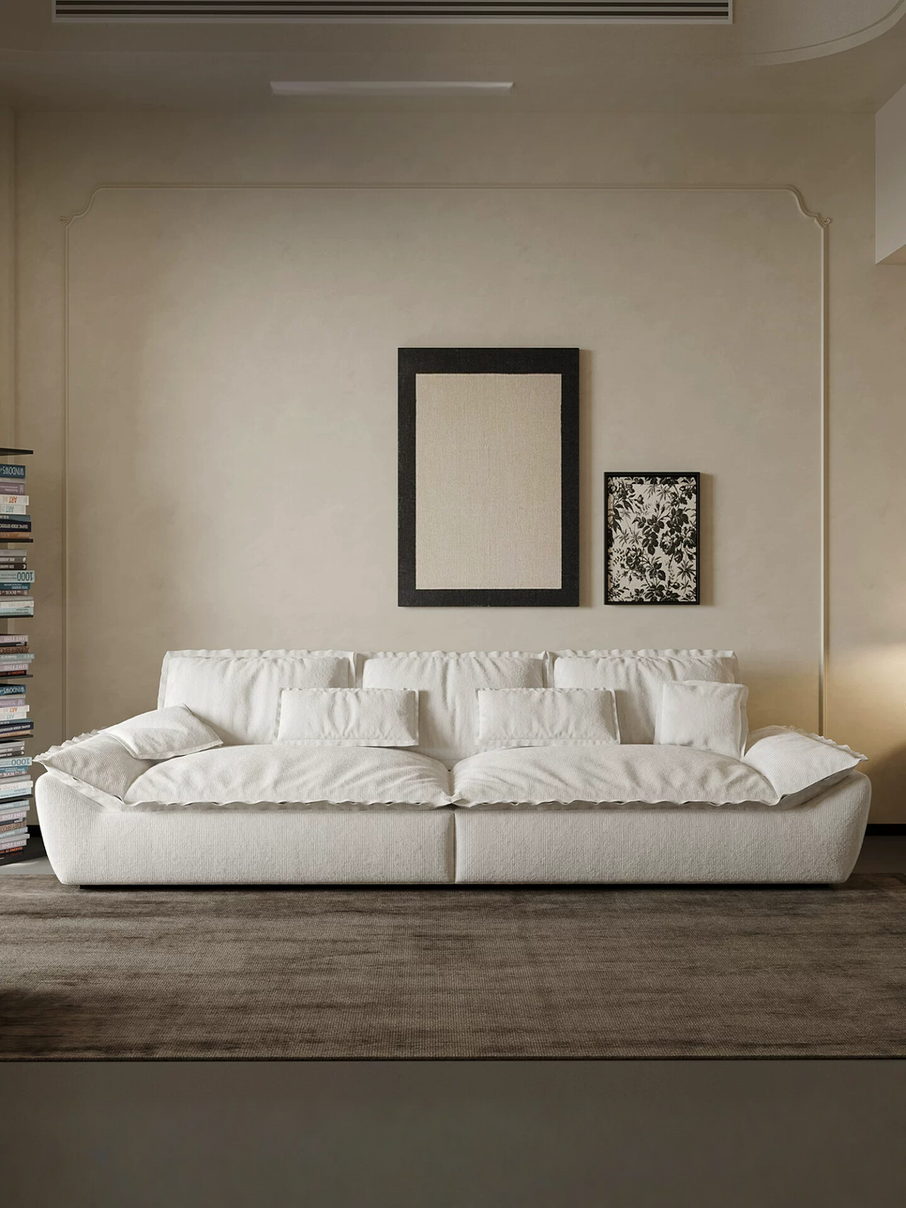 110.24" Oversized Cloud-Feel Sofa, Extra Large Deep Seat Couch, Wide Loveseat with Soft Backrest, Modern Comfy Sailboat Couches for Living Room, Beige