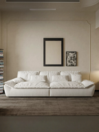 110.24" Oversized Cloud-Feel Sofa, Extra Large Deep Seat Couch, Wide Loveseat with Soft Backrest, Modern Comfy Sailboat Couches for Living Room, Beige