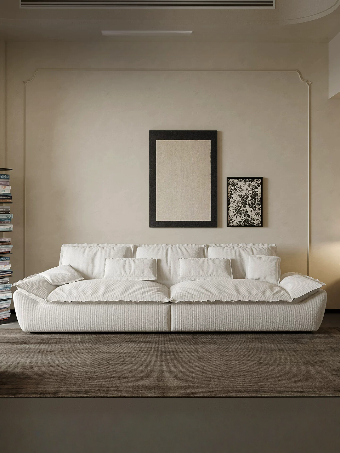 110.24" Oversized Cloud-Feel Sofa, Extra Large Deep Seat Couch, Wide Loveseat with Soft Backrest, Modern Comfy Sailboat Couches for Living Room, Beige