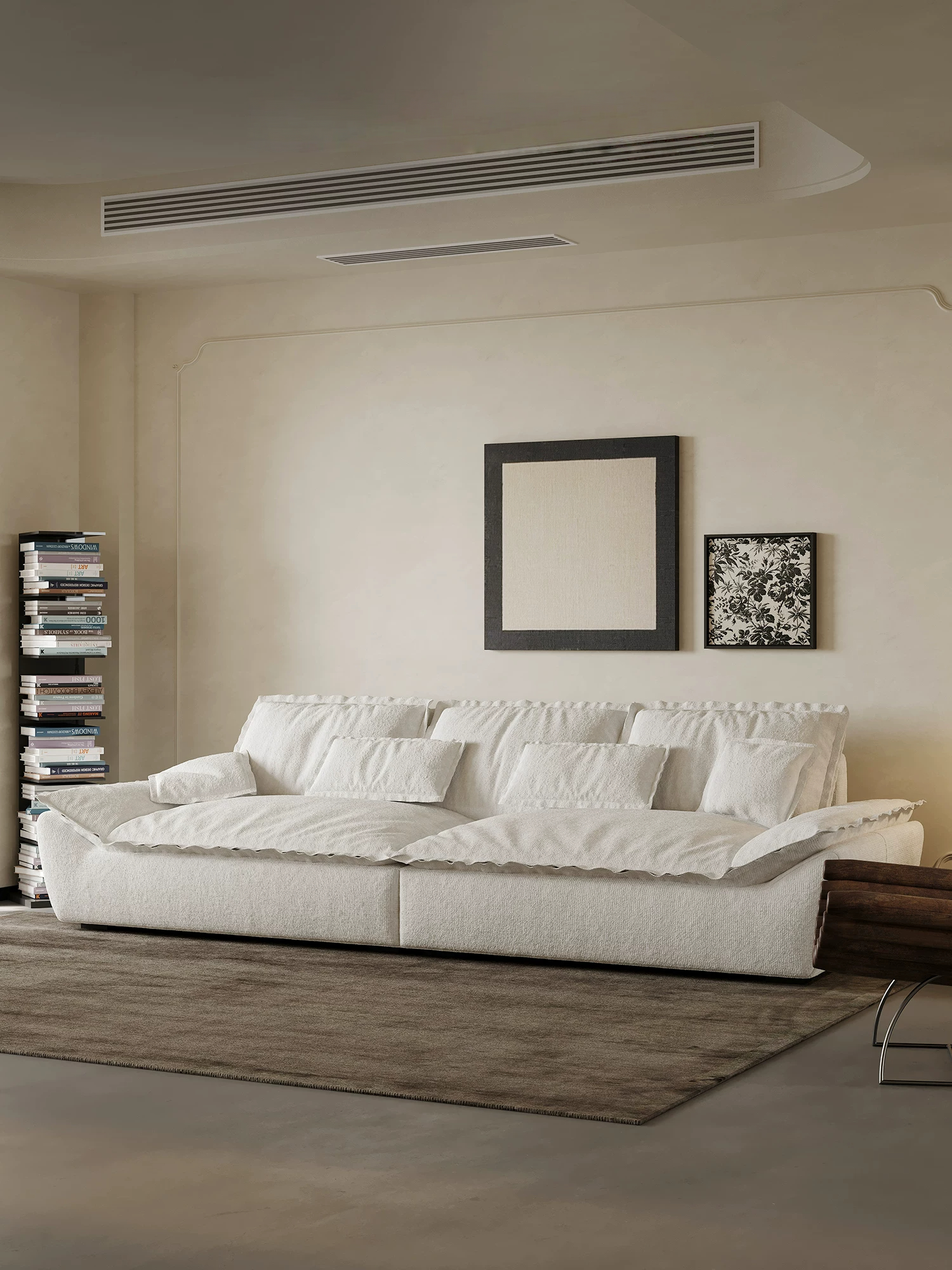 110.24" Oversized Cloud-Feel Sofa, Extra Large Deep Seat Couch, Wide Loveseat with Soft Backrest, Modern Comfy Sailboat Couches for Living Room, Beige