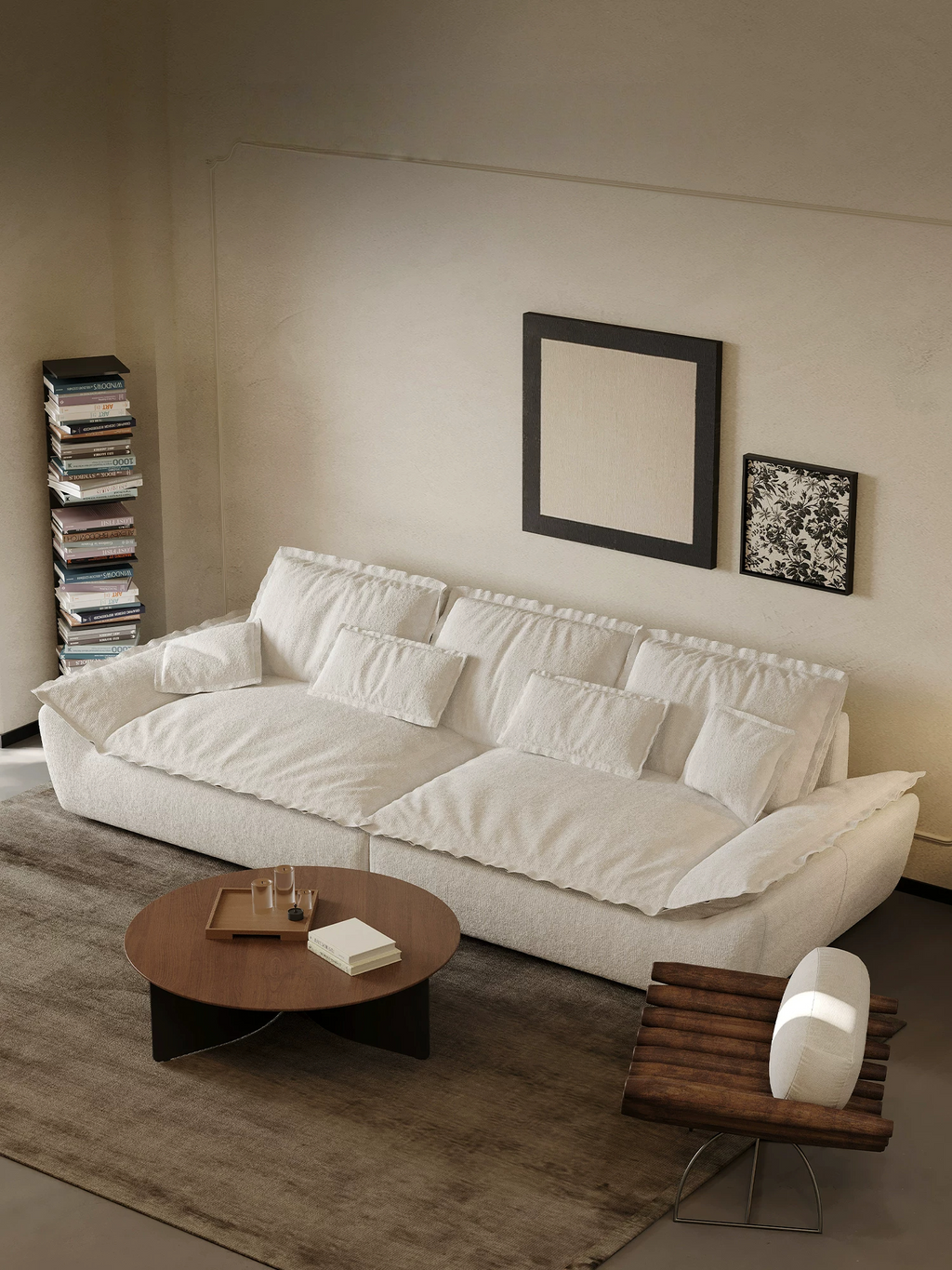 110.24" Oversized Cloud-Feel Sofa, Extra Large Deep Seat Couch, Wide Loveseat with Soft Backrest, Modern Comfy Sailboat Couches for Living Room, Beige