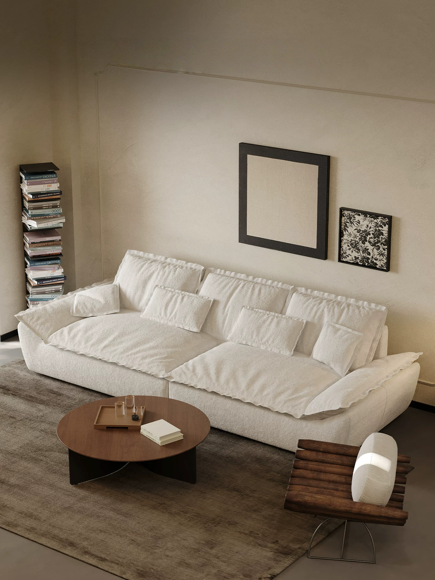 110.24" Oversized Cloud-Feel Sofa, Extra Large Deep Seat Couch, Wide Loveseat with Soft Backrest, Modern Comfy Sailboat Couches for Living Room, Beige