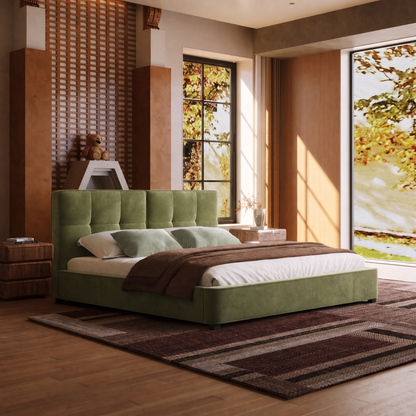 Thick Velvet Bed Silent Slats No Box Spring