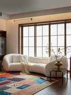 110.24" Modern Curved Sofa with Elegant Love Heart Design,Plush Beige Fabric Couch for Living Room,Office,Bedroom