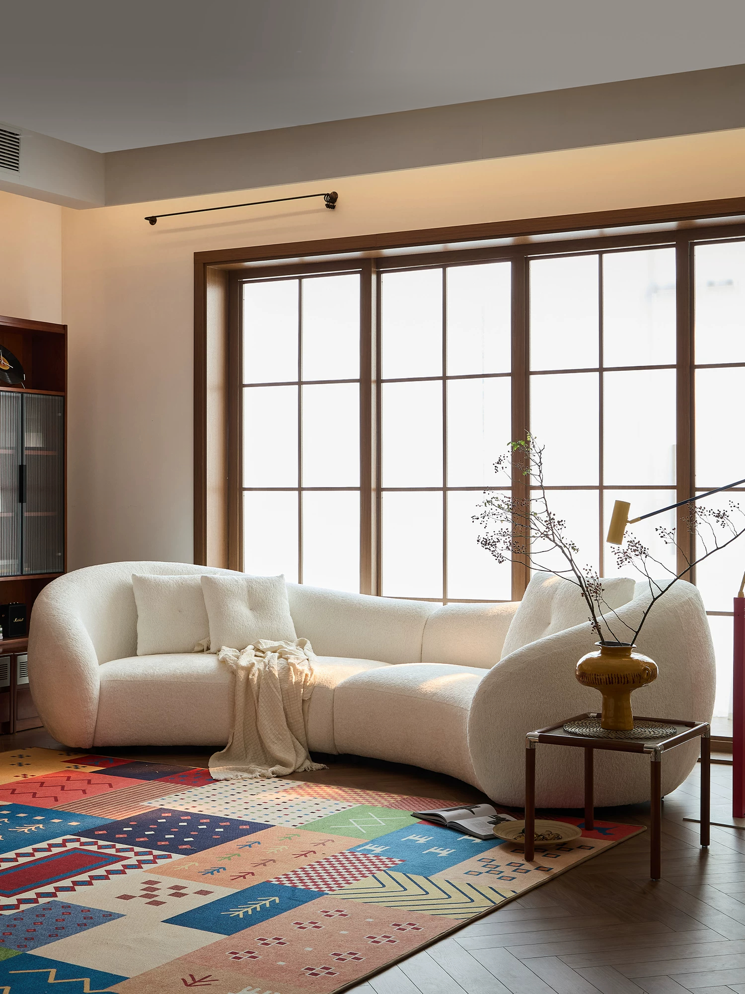 110.24" Modern Curved Sofa with Elegant Love Heart Design,Plush Beige Fabric Couch for Living Room,Office,Bedroom