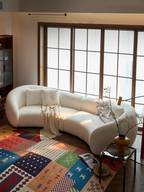 110.24" Modern Curved Sofa with Elegant Love Heart Design,Plush Beige Fabric Couch for Living Room,Office,Bedroom