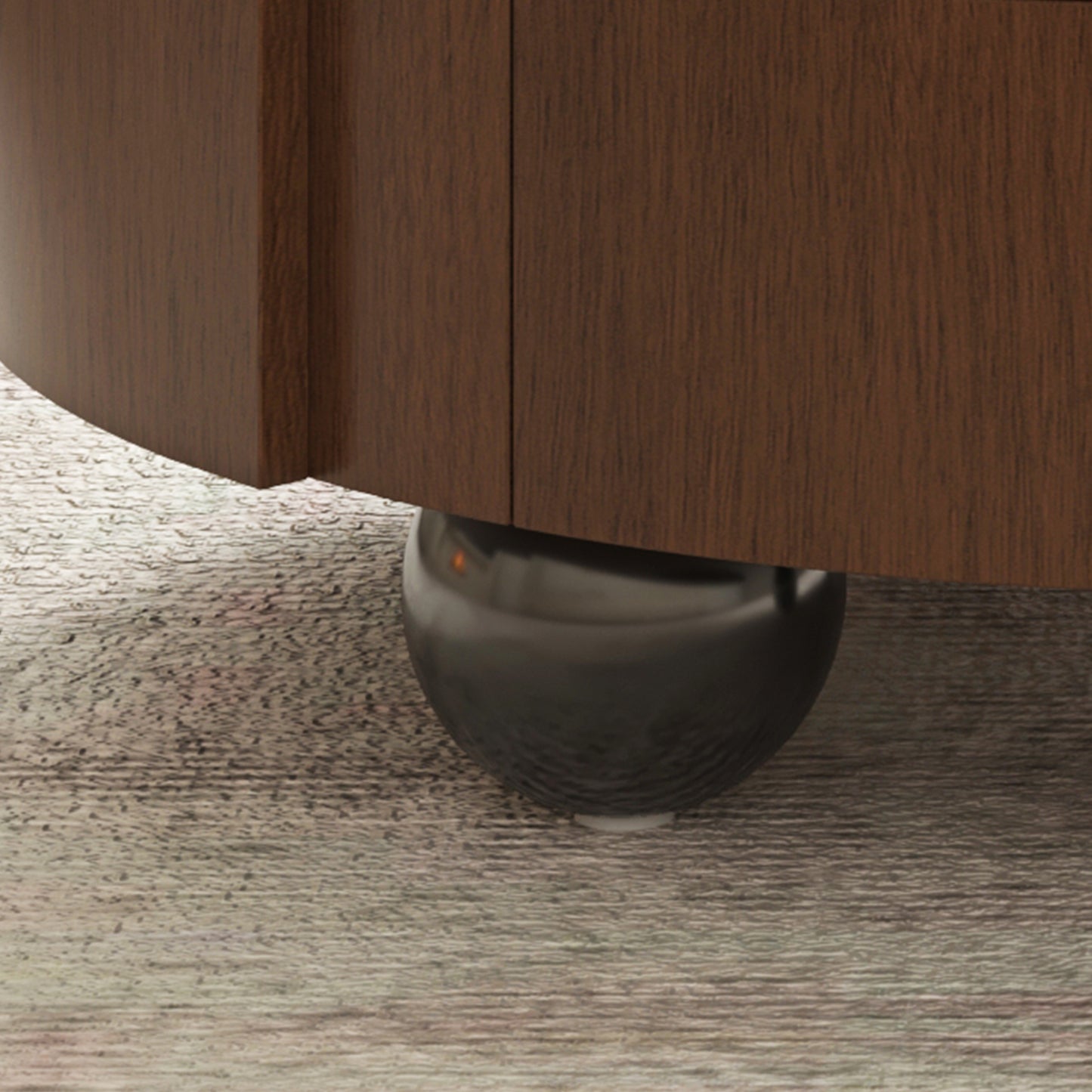 Walnut & Stone Round Coffee Table｜35.43" 2-Sided Curved Drawers