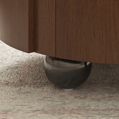 Walnut & Stone Round Coffee Table｜35.43" 2-Sided Curved Drawers