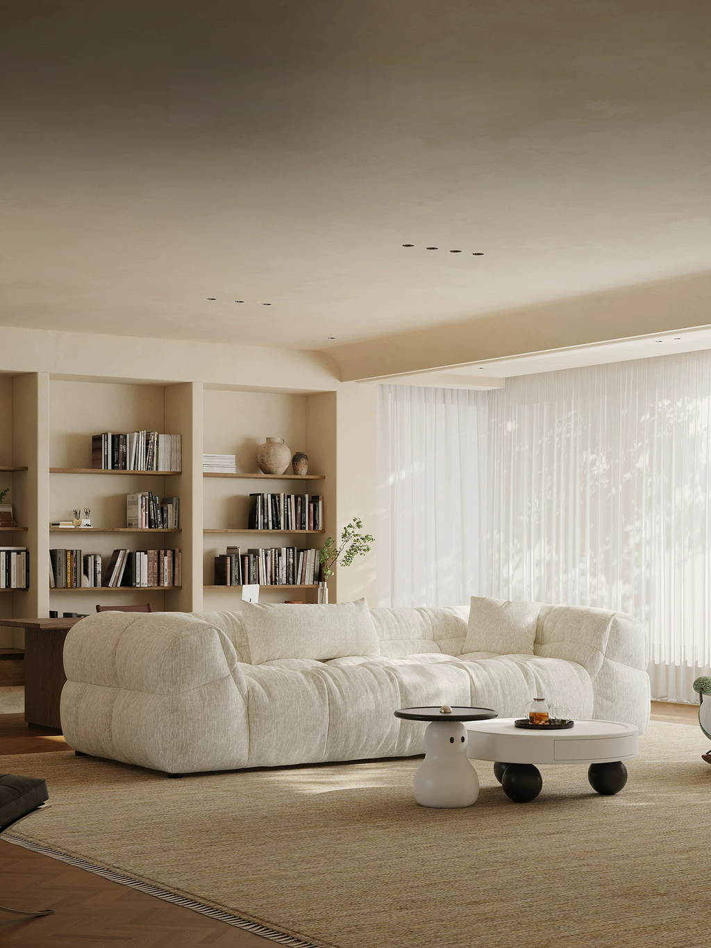 111.81" Sofa Cloud-Feel Couch, Modern Comfy Sofa Deep Seat Couch, Oversized 3-Seater Chenille Couches for Living Room, Office, Bedroom