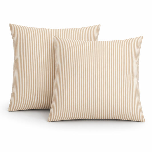 1 Pack Outdoor Throw Pillows, Waterproof & Fade-Resistant Patio Cushions for Garden, Porch, Poolside Furniture - Soft & Comfortable Decorative Pillow Covers (18x18 Inch, Beige White)