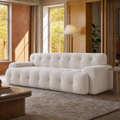 White 88-inch cloud sofa with armrests