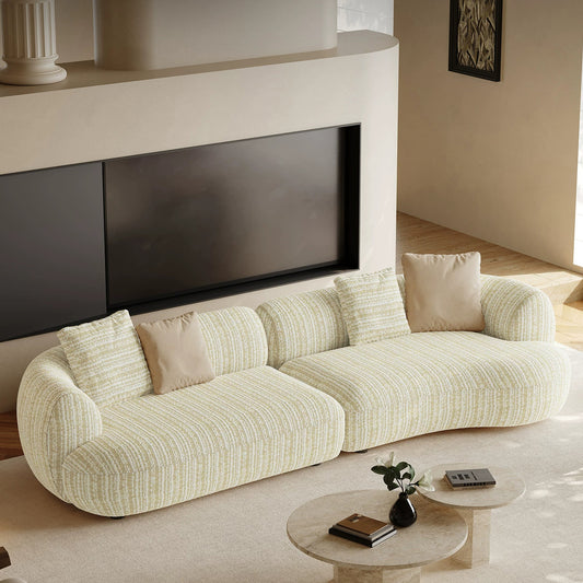 110” Modern Curved Sofa,Oversized Cloud-Feel Couch with Deep Seat, Linen Fabric